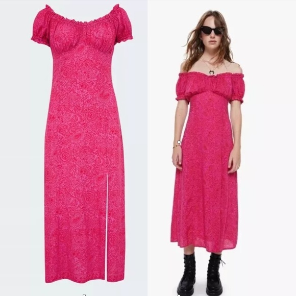 NWT Natalie Martin Charlotte Midi Maxi Flowy Linen Blend Dress Pink Floral XXS - Picture 1 of 10